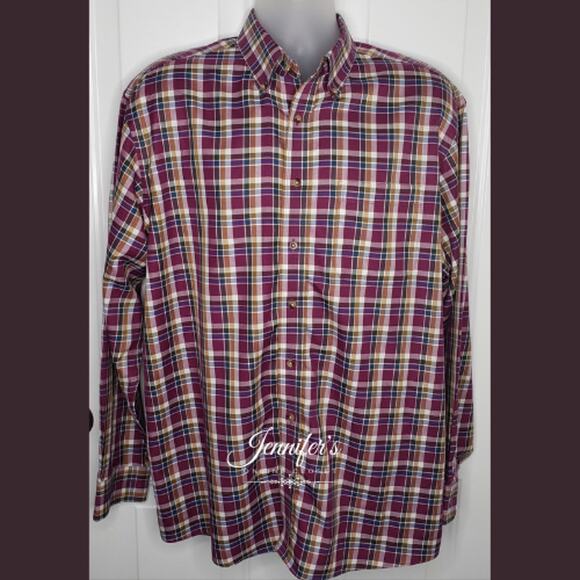 3/$25 Jos. A. Bank Men's Travelers Collection Plaid Button-Down Shirt Size L - Picture 1 of 9